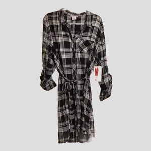 NWT black and white plaid shirt dress